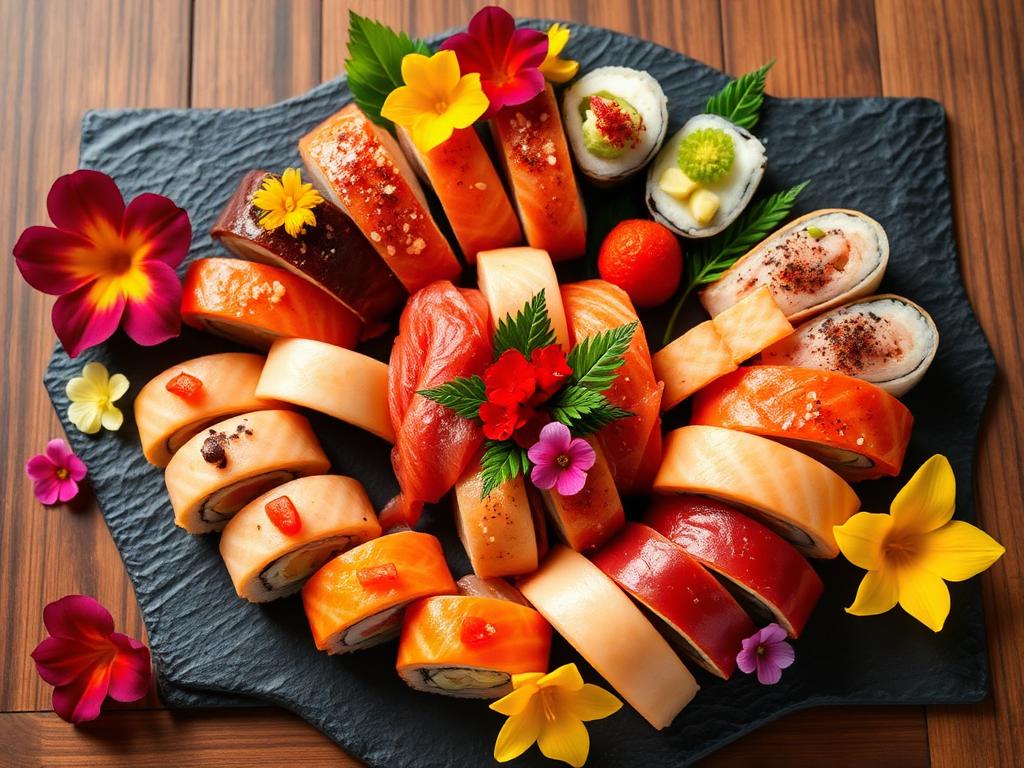 Festive sushi platter for birthday